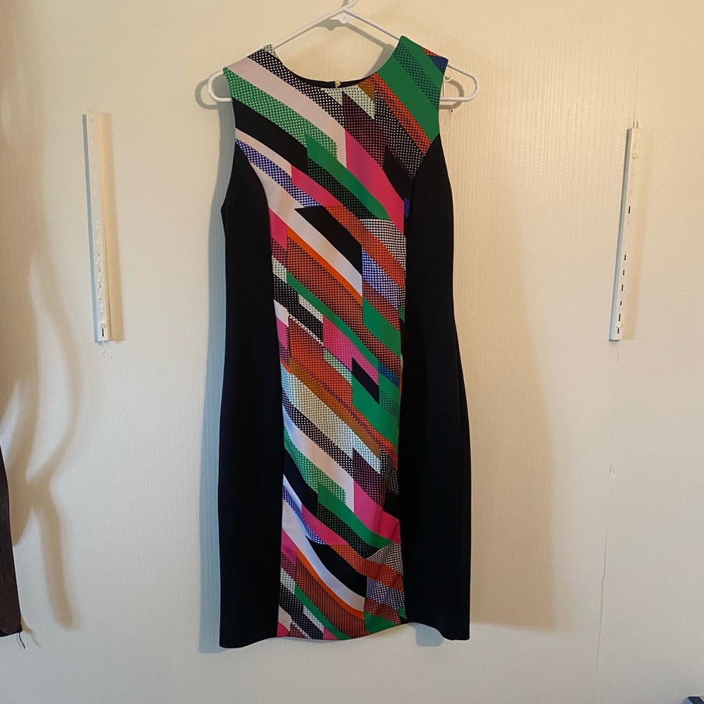 Calvin Klein Geometric Colorblock Sheath Dress – Size 8